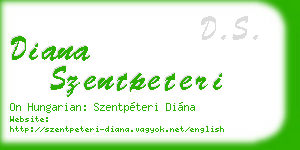 diana szentpeteri business card